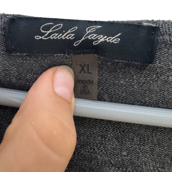 Laila Jayde Womens Charcoal Gray 3/4 Dolman Sleeve Knit Top Size XL Made in USA - Picture 5 of 8